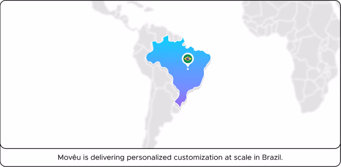 Map of Brazil with location marker showing Movêu’s headquarters