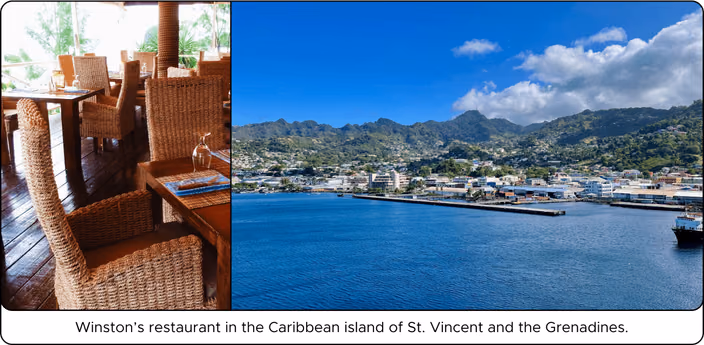 Winston Ferguson’s restaurant in St. Vincent and the Grenadines, where he worked before launching Saw & Sew.