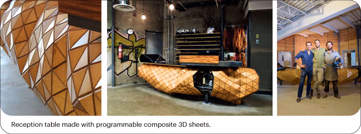 Reception table made with programmable composite 3D sheets