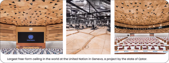 Largest free-form ceiling in the world at the United Nations in Geneva